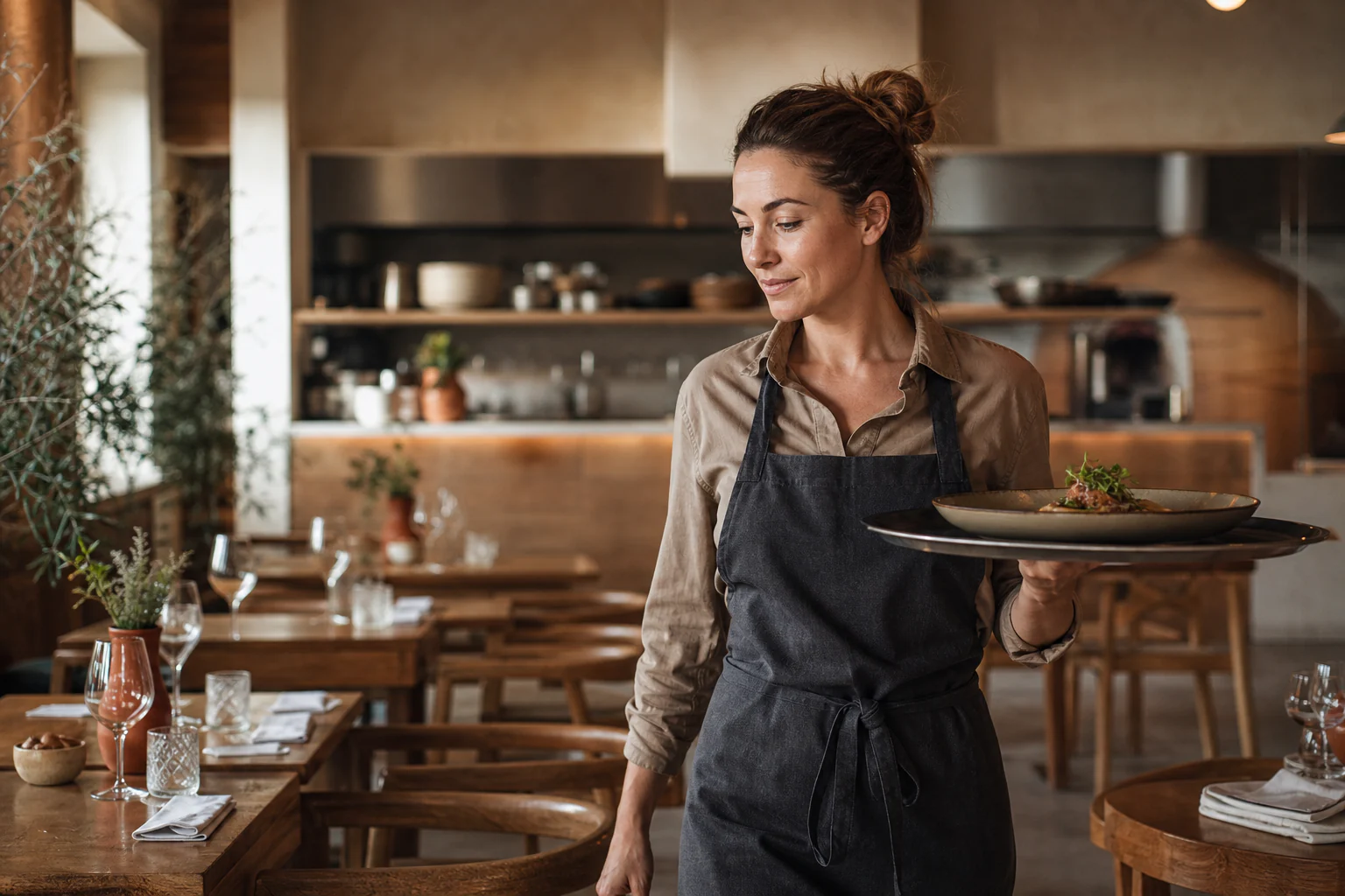 Gastronomin im laufenden Restaurantservice